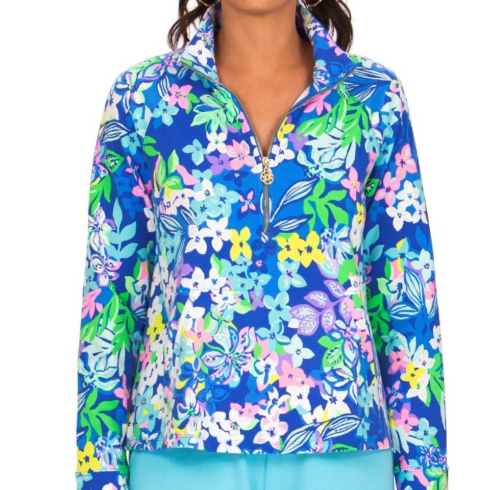 Lilly Pulitzer UPF 50+ Melena Popover - Borealis Blue Social Sunset -Medium